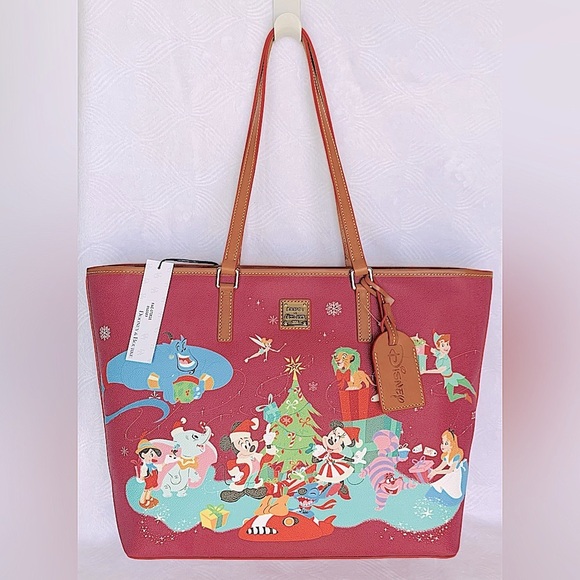Dooney & Bourke Disney Parks Disney Characters Christmas Holiday Large Tote Bag - Picture 1 of 15